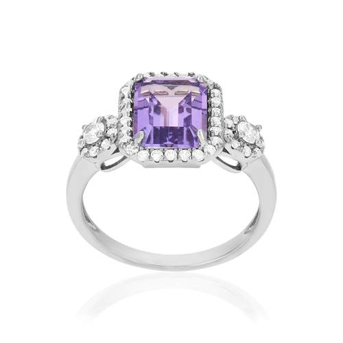 925 zilveren ring met amethist en zirkonia's