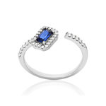 Bague argent 925 pierre imitation bleue et zirconias - vue 1