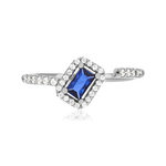 Bague argent 925 pierre imitation bleue et zirconias - vue 3