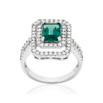 Bague argent 925 pierre imitation verte et zirconias. - vue 1