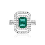 Bague argent 925 pierre imitation verte et zirconias. - vue 3