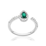 Bague argent 925 pierre imitation verte et zirconias - vue 1