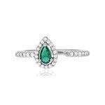 Bague argent 925 pierre imitation verte et zirconias - vue 3