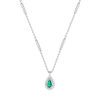 Collier argent 925 pierre imitation verte et zirconias 45 cm - vue V1