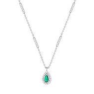 Collier argent 925 pierre imitation verte et zirconias 45 cm