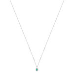 Collier argent 925 pierre imitation verte et zirconias 45 cm - vue 2