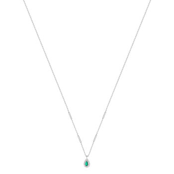 Collier argent 925 pierre imitation verte et zirconias 45 cm