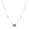 Collier argent 925 pierre imitation bleue et zirconias 45 cm - vue V1