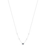 925 silver necklace with imitation blue stone and zirconias 45 cm - view 2