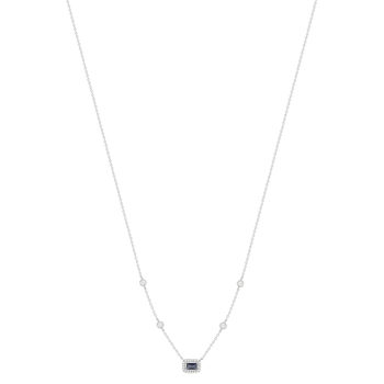 Collier argent 925 pierre imitation bleue et zirconias 45 cm