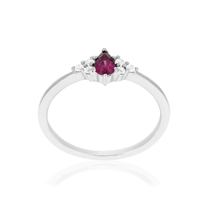 Bague argent 925 grenat rhodolite et zirconias - vue 1
