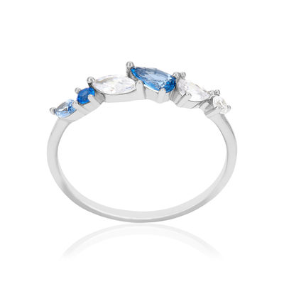 Bague argent 925 pierres synthétiques bleues