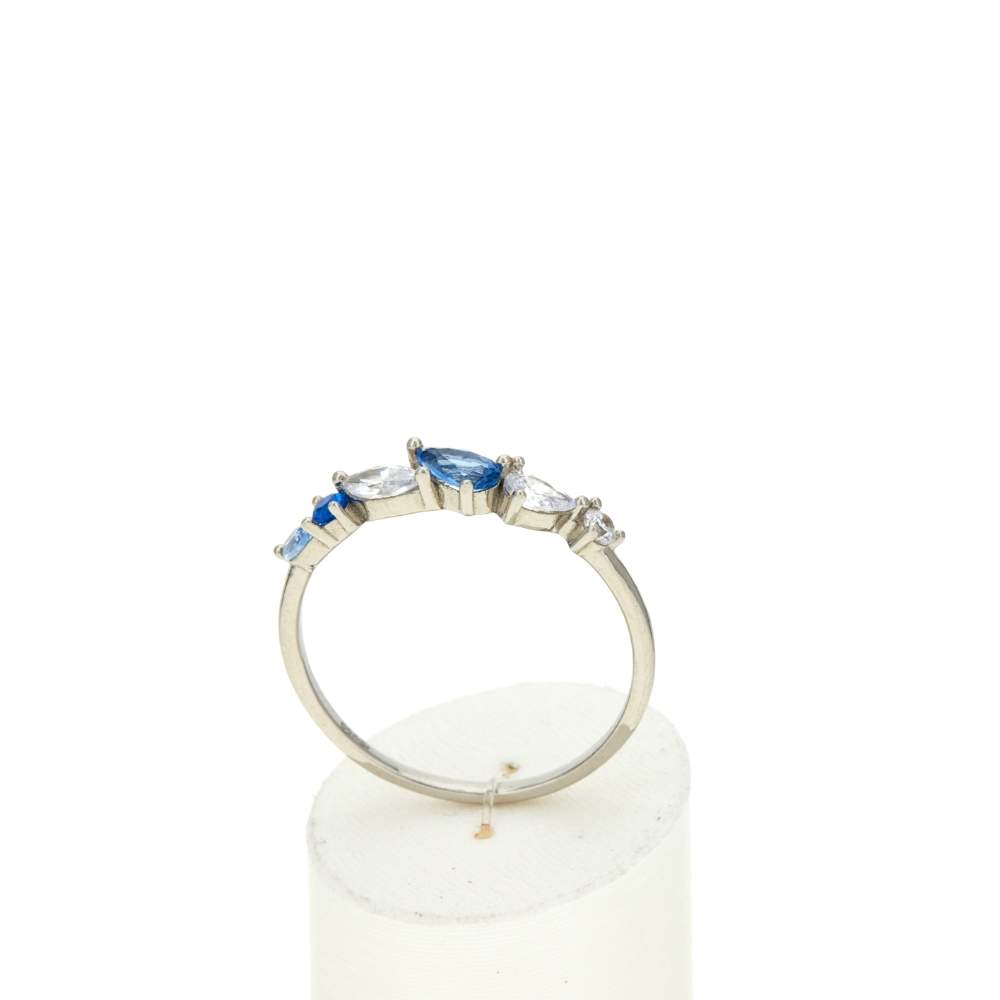 Bague argent 925 pierres synthétiques bleues - vue 2