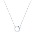 Collier argent 925 pierre imitation bleue et zirconias 45 cm - vue 1