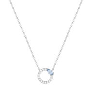 Collier argent 925 pierre imitation bleue et zirconias 45 cm