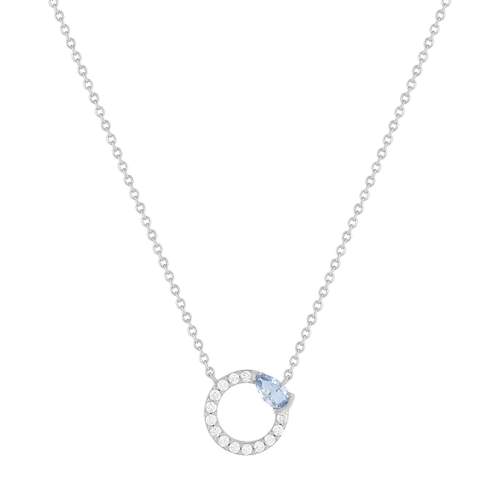 Collier argent 925 pierre imitation bleue et zirconias 45 cm