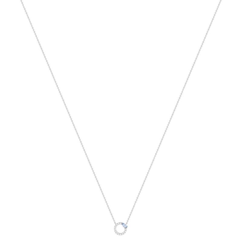 Collier argent 925 pierre imitation bleue et zirconias 45 cm - vue 2