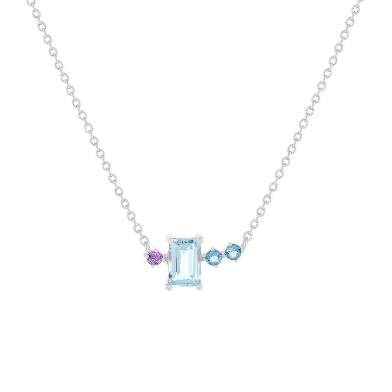 Collier argent 925 topazes traitées 45 cm - vue 1