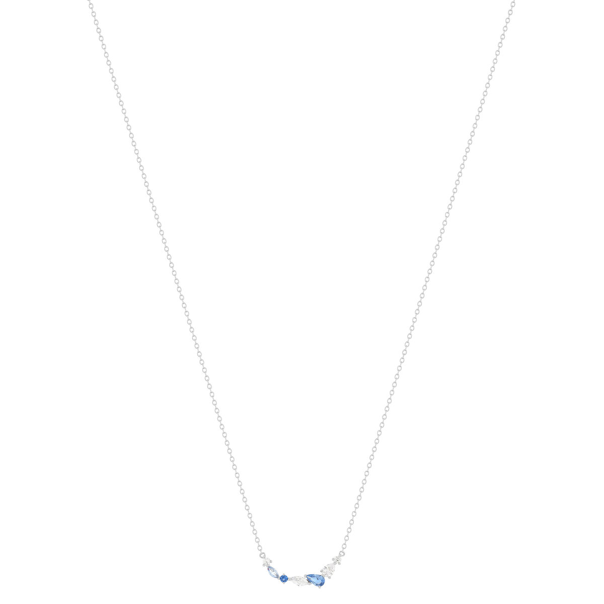 Collier argent 925 pierres synthétiques bleues 45 cm - vue 2