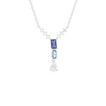 Collier argent 925 pierres synthétiques bleues et zirconias 45 cm - vue 1