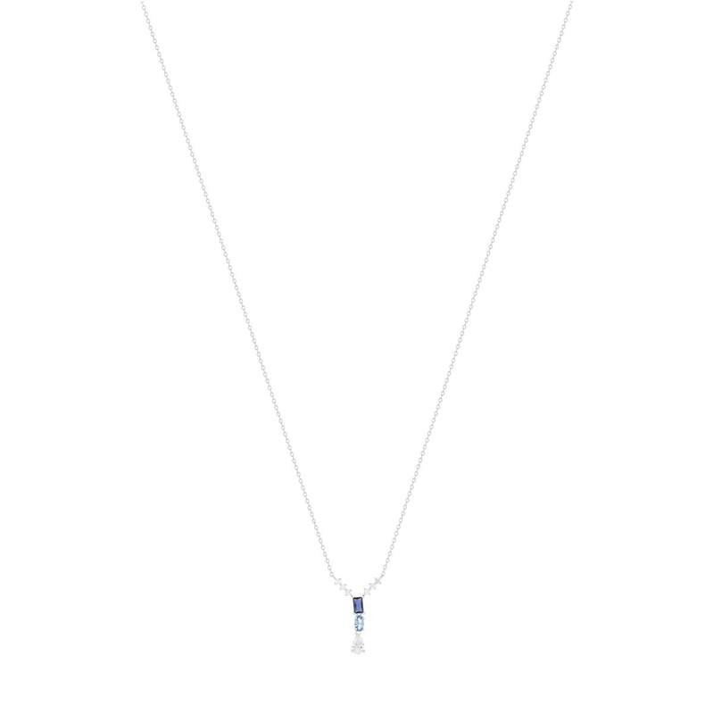 Collier argent 925 pierres synthétiques bleues et zirconias 45 cm - vue 2