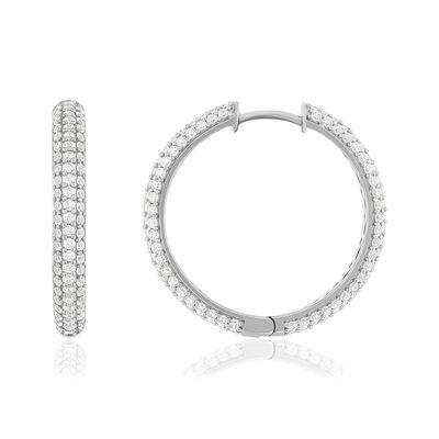 Créoles argent 925 zirconias 28mm - vue 1
