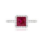 Zilveren ring met rode en witte zirkonia's - bekijk 3