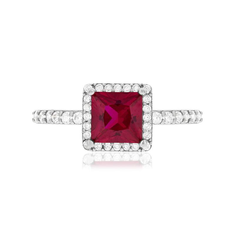 Zilveren ring met rode en witte zirkonia's - bekijk 3