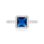 Zilveren ring met blauwe en witte zirkonia's - bekijk 3