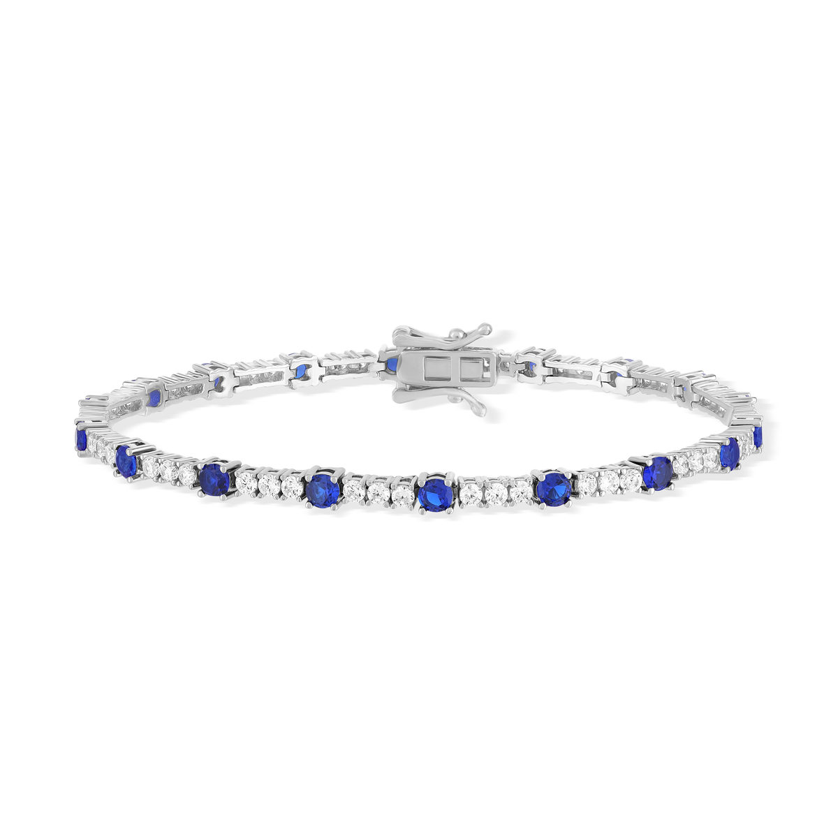 Bracelet argent 925 zirconias bleus et blancs 18cm