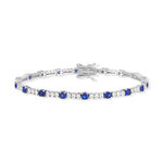 Bracelet argent 925 zirconias bleus et blancs 18cm - vue 1