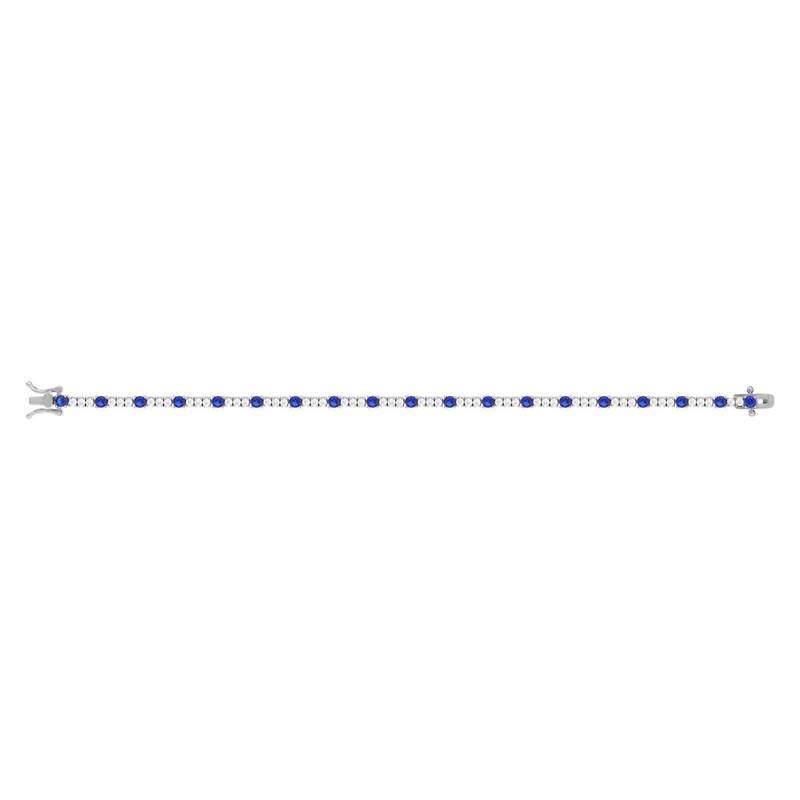 Bracelet argent 925 zirconias bleus et blancs 18cm - vue 2