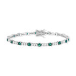 Bracelet argent 925 zirconias verts et blancs 18cm - vue 1