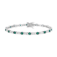 Bracelet argent 925 zirconias verts et blancs 18cm