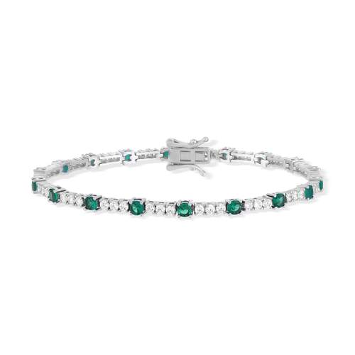 Bracelet argent 925 zirconias verts et blancs 18cm