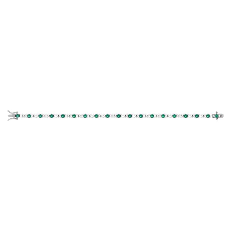 Bracelet argent 925 zirconias verts et blancs 18cm - vue 2