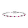 Bracelet argent 925 zirconias rouges et blancs 18cm - vue V1