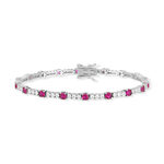Bracelet argent 925 zirconias rouges et blancs 18cm - vue 1