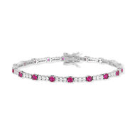 Bracelet argent 925 zirconias rouges et blancs 18cm