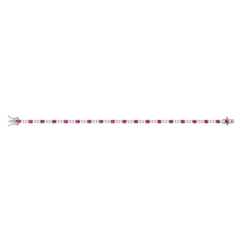 Bracelet argent 925 zirconias rouges et blancs 18cm - vue 2
