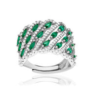 Bague argent zirconias vert et blanc