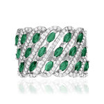 Bague argent zirconias vert et blanc - vue 3