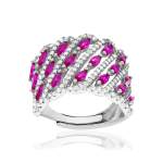 Bague argent 925 zirconias rouges et blancs - vue 1