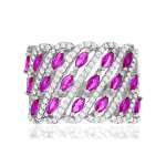 Bague argent 925 zirconias rouges et blancs - vue 3