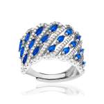 Bague argent 925 zirconias bleus et blancs - vue 1