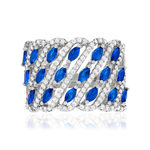 Bague argent 925 réglable zirconias bleus et blancs - vue 3