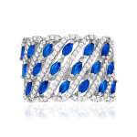 Bague argent 925 zirconias bleus et blancs - vue 3