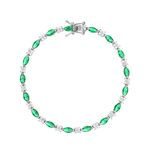 Bracelet argent 925 zirconias vert et blanc 18cm - vue 1