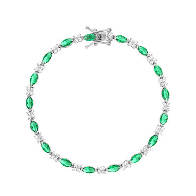 Bracelet argent 925 zirconias vert et blanc 18cm