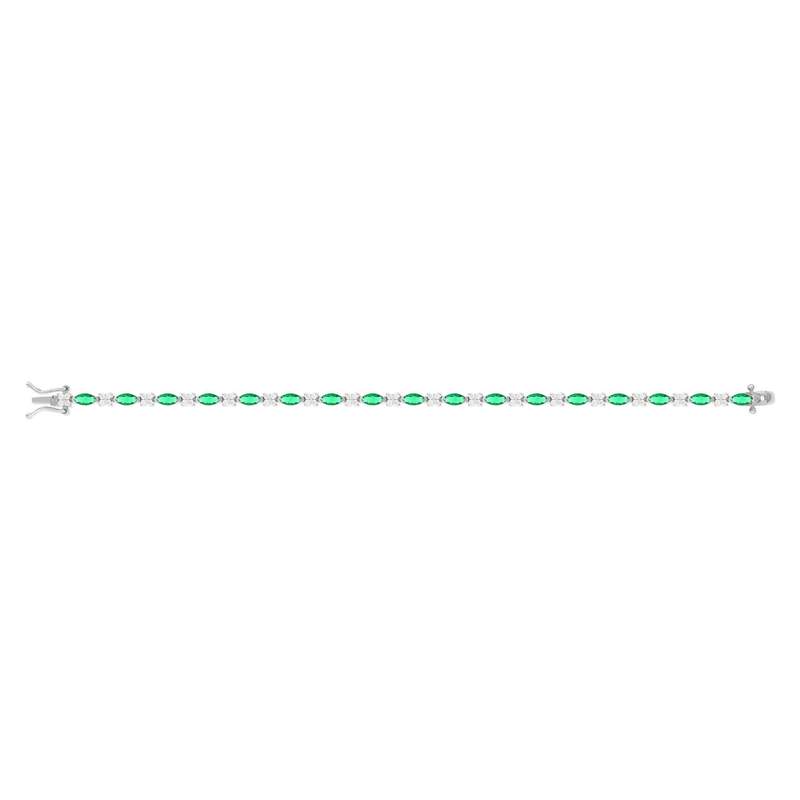 Bracelet argent 925 zirconias vert et blanc 18cm - vue 2